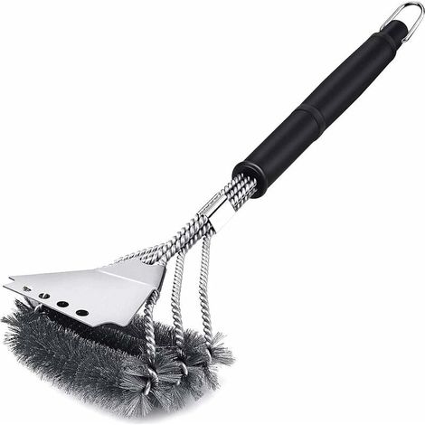 Grillbürste, 3-in-1 Grillbürste mit Schaber, Edelstahlborsten für die schnelle und effiziente Reinigung aller Grillgerichte, horizontales Design, größere Schabfläche (44,5 cm) (1/5)