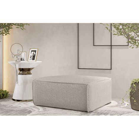 Polsterhocker Designerhocker CELES PREMIUM 85x85 cm Stoff Ascot Bukla Beige (1/3)