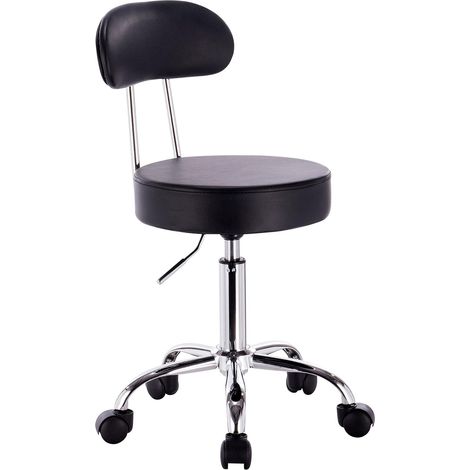 WOLTU Faux Leather Gas Lift Swivel chairs stools Swivel Working chairs with Back Black (1/5)