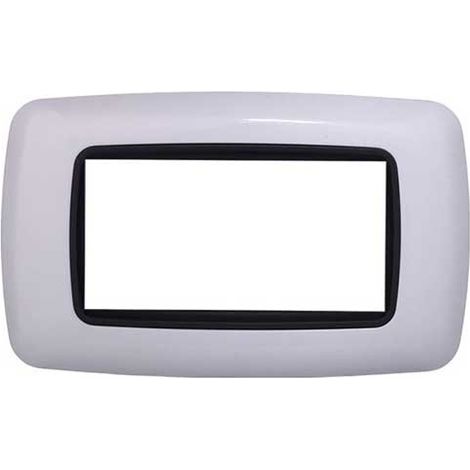 Plaque plastique arrondie 4 modules Bticino Livinglight compatible Ettroit, coloris blanc - LN88401