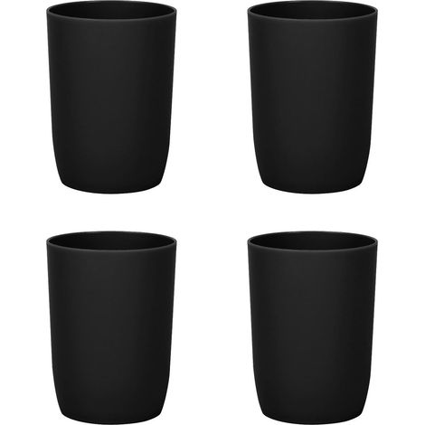 Sollbry Lot de 4 gobelets , gobelet a dent, lavables lave-vaisselle pour, tasse à eau réutilisable pour voyage, camping (Noir) (1/5)