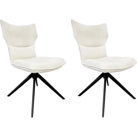Lot 2 chaises rotatives 360° tissu beige rembourrage ergonomique - PHIL