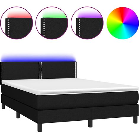 Maison Exclusive - Cama box spring colchón y luces LED tela negro (1/5)