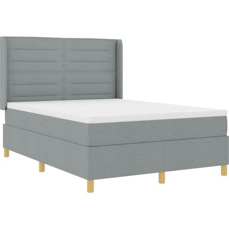 Maison Exclusive - Letto a molle con testiera Grigio chiaro 140 x 190 cm Tessuto (1/5)