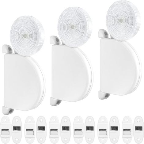 3 Pcs, Blanc Enrouleur de Sangle pour Volet Roulant Pivotant Enrouleur de Sangle en Saillie avec Système de Charnière Inclure 5m Sangle de Ceinture et 6 Pcs Guide Ceinture avec Brosse (1/5)