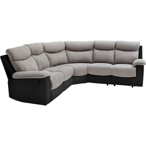 Canapé Panoramique Relaxation "Tyoa" 238cm Gris & Noir