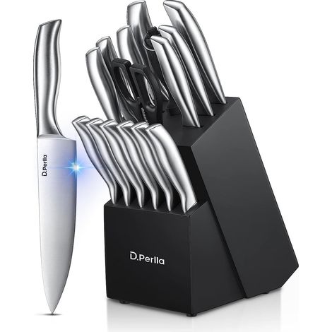 Kitchen Knives Set 16 Pieces Stainless Steel Kitchen Knife Block Professional Knife Block with Wooden Stand (1/5)