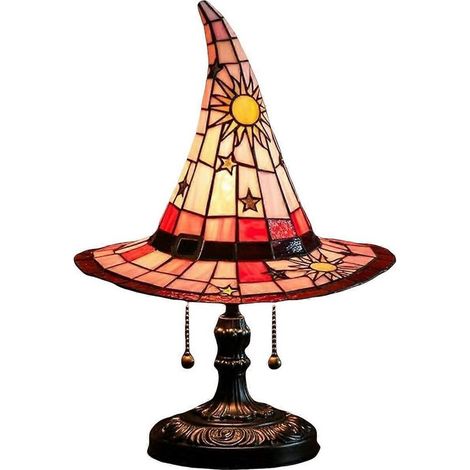 Lampe de table artisanale en forme de chapeau de sorcier, alimentée par USB, en résine, veilleuse, décoration d'Halloween pour la maison (1/5)