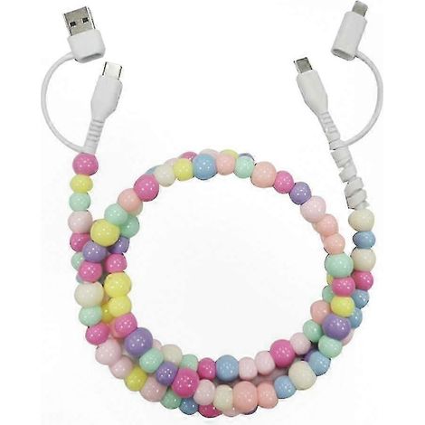 Câble de charge rapide 4 en 1 à perles colorées pour téléphones et appareils (1/5)