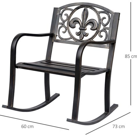Rocking Chair Garden Chair de jardin design ancien en métal en bronze,élégant et confortable pour patio et jardin