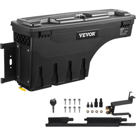 VEVOR Boite de Rangement pour Lit de Camion 34kg Noir Ramasseur Arriere Boite a Outils pour Ranger 25L Remorque de Boite de Stockage pour Ameliorer lOrganisation de Votre Lit et Liberer de la Place