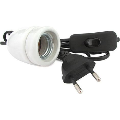 Kit Prova Per Lampada Led E27 Con Interrutore Spina Filo Lunga 180cm Base Ceramica
