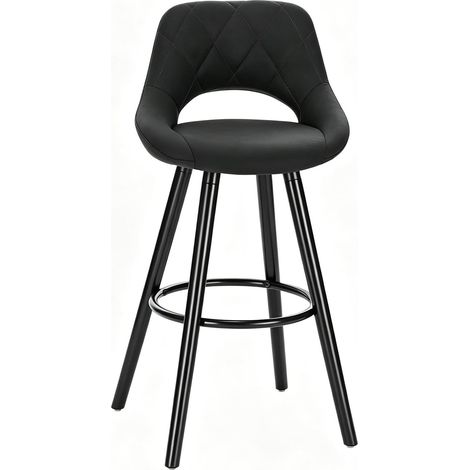 Sgabello da bar imbottito antracite con schienale e gambe in legno MODENUIT (1/5)