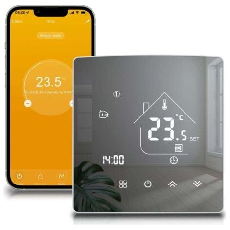 Thermostat Intelligent Thermostat de Chauffage Thermostat d'ambiance Thermostat WiFi Thermostat Mural Intelligent pour Chauffage par Le Sol électrique Compatible avec Alexa, Google Home 16A (1/4)