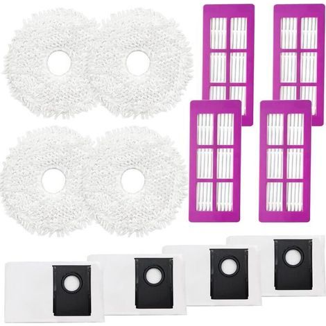 Accessoires pour Eureka J15 Pro Ultra aspirateur robot de rechange, 4 Chiffon, 4 sacs à poussière, 4 HEPA filtres (1/4)