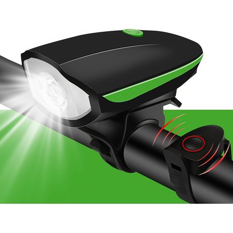Faro delantero negro para bicicleta con LED USB y altavoz, adecuado para bicicletas de montaña y ciclismo nocturno al aire libre. (1/5)