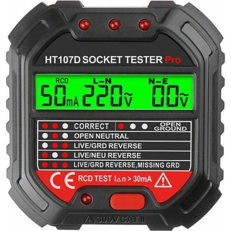 Testeur De Prise Electrique - 6 Indications LED - Tension 90-250 V - Norme UE - Pour Verification Installation Electrique Domestique - 1 Piece (1/5)
