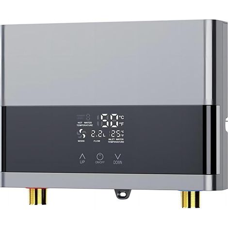 Chauffe-eau sans réservoir 6000 W, petit chauffe-eau pour douche, évier de cuisine, salle de bain, argent. (1/5)