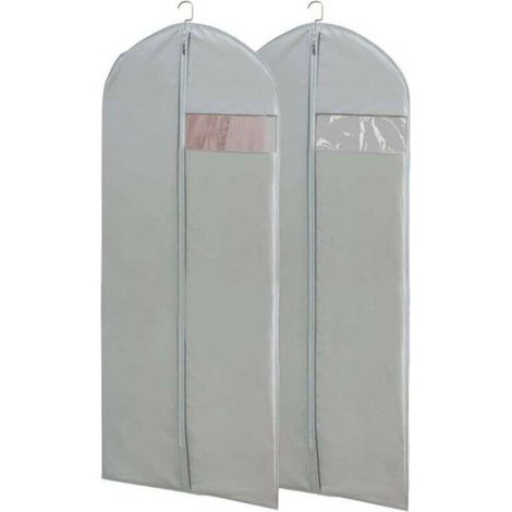 Lot de 5 housses pour vêtements de qualité supérieure Gris 60 x 120 cm Rangement à long terme pour veste manteau costume Étiquette (1/4)