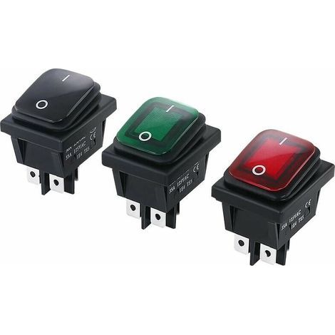 3 pièces Interrupteur à Bascule Étanche ON/OFF DPST 4 broches 2 positions Commutateur à bascule Indicateur LED 16A 250V AC pour Voiture Camion Moto Bateau KCD4-thsinde (1/4)