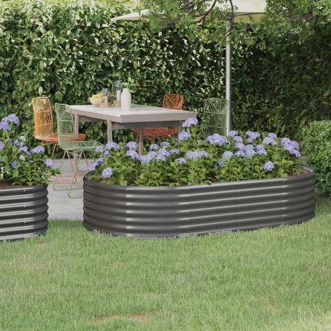 Jardinière de jardin Acier enduit de poudre 175x100x36 cm Gris (1/5)