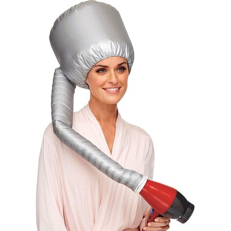 Bonnet de sèche-cheveux portable pour le coiffage, la coloration, les soins capillaires et plus encore - Argent (1/5)