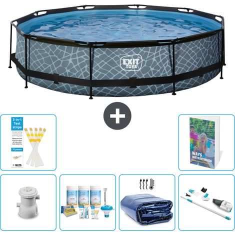 Exit Pool Rund - Steinoptik - 360x76 cm - 7-teilig S310