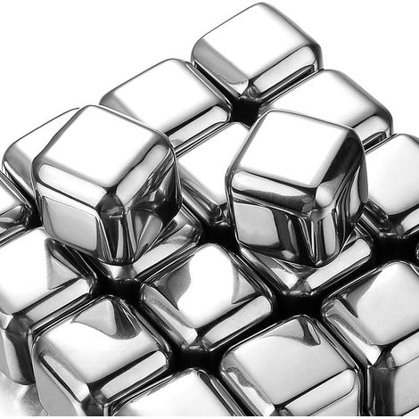 Pierres À Glace - Acier Inoxydable Alimentaire - 2,5 Cm - Pour Whisky Vin Cocktails - Lot De 6 (1/5)