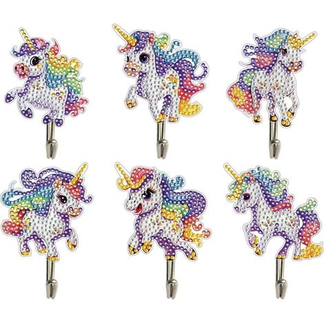 DIY Diamond Painting Haken Einhorn 6 Stück Kleiderhaken für Kinder & Erwachsene