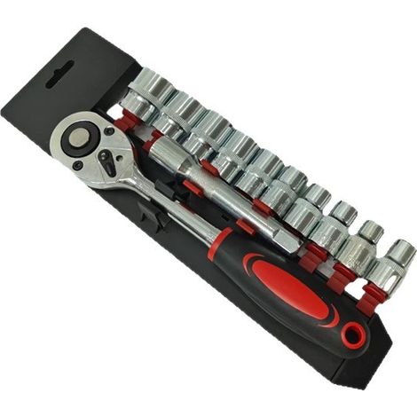 Ensemble de Clés à Cliquet Rapides avec 12 Douilles – Kit Mécanique Multifonctionnel pour Réparation Auto et Bricolage Domestique-x (1/4)