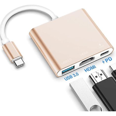 Hub USB-C Ultra Fin, Adaptateur Multiport Type C avec Charge Puissance Livraison, Connecteur USB-C pour Ordinateur Portable, Écran HDMI et Données (1/5)