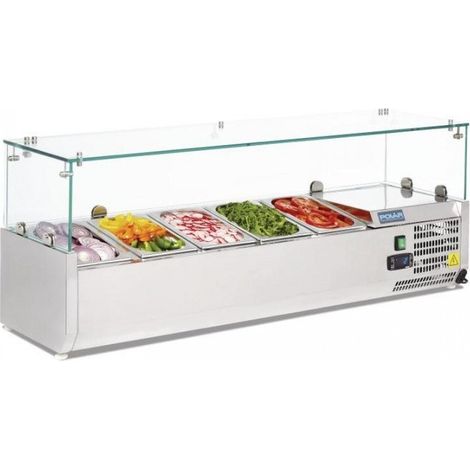 Vitrine inox réfrigérée à ingrédients 5 x GN 1/4 (P)100 mm, 150 W, 220 V - MONO