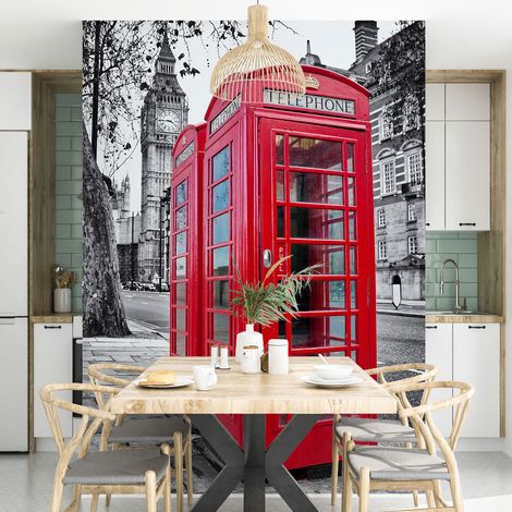 Papier peint panoramique - Londres Cabine téléphonique - 170 cm x 255 cm (1/4)