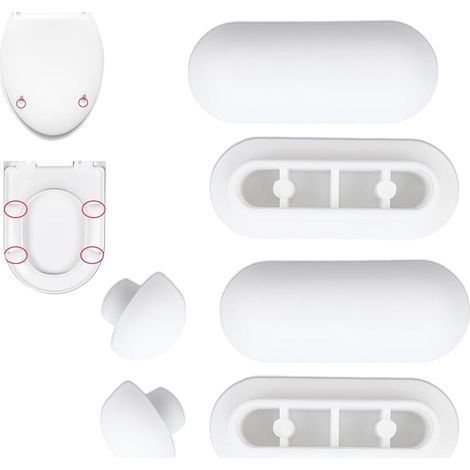Lot de 6 tampons de siège de toilette, butées de couvercle en caoutchouc et entretoise pour siège de toilette - Pièces de rechange pour la maison, le bureau et l'hôtel (blanc) (1/5)