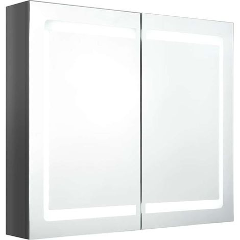 Maison Exclusive - LED-Spiegelschrank fürs Bad Glänzend Grau 80x1 (1/5)