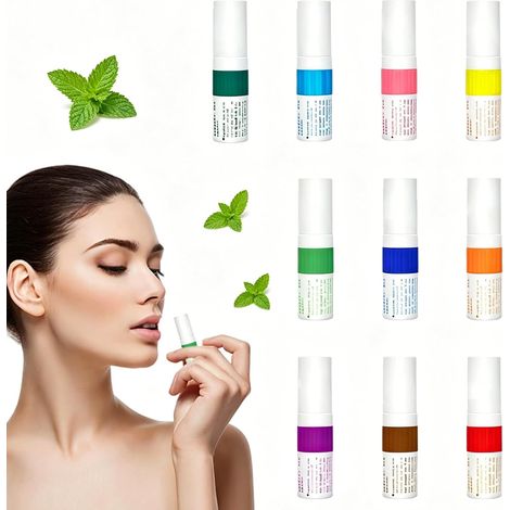 Lot de 10 Bâtonnets Nasaux, Inhalateur Nasal Portables, Inhalateurs à Double Embout, Soulagement Rapide du Nez Bouché pour Le Travail, Les éTudes Ou Les Voyages (1/5)