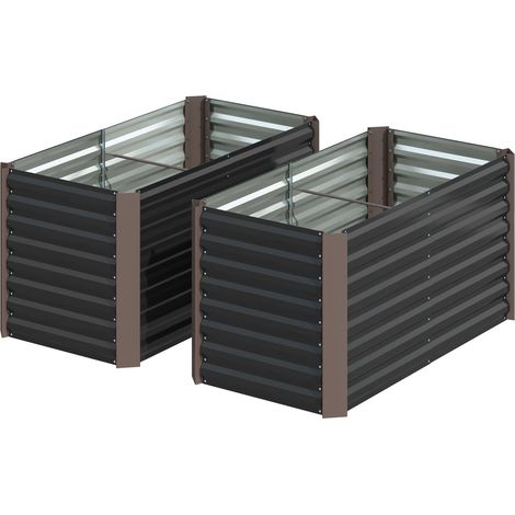 2er-Set Hochbeet Blumenhochbeet witterungsbeständig, Pflanzbeet Frühbeet Gartenbeet Pflanzkübel Pflanzkasten aus Verzinkter Stahl, Blumenkasten für Terrasse & Garten, 120 x 60 x 60 cm (1/5)