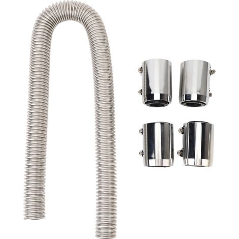 Coolant Radiator Hose 36in Flexible Stainless Steel Water Hose Kit for 1 1/4in 1 1/2in 1 3/4in 1 5/8in Radiator Necks Silver