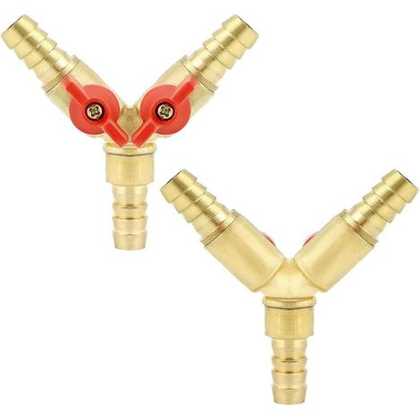 Connecteur de Tuyau 3 Voies séparateur, Alliage de Laiton et de Zinc, 10 mm Valve à Bille pour Eau, Huile et gaz pour arrosage de Jardin(2 pièce) (1/5)