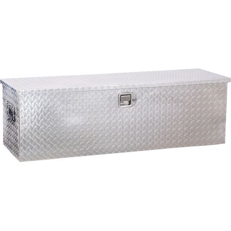 Mophorn Caja de herramientas de aluminio duradera para camioneta, con diseño de placa de diamante, asas laterales y cerradura con llave, ideal para remolques, camionetas y autocaravanas (1/5)