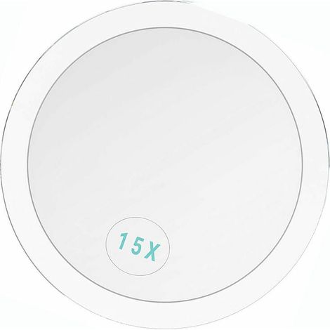 Miroir grossissant x15 - Idéal pour le maquillage, l'épilation et l'élimination des points noirs et des imperfections - Miroir rond avec trois ventouses pour une fixation facile, 15 cm (6 pouces) RUIO (1/4)