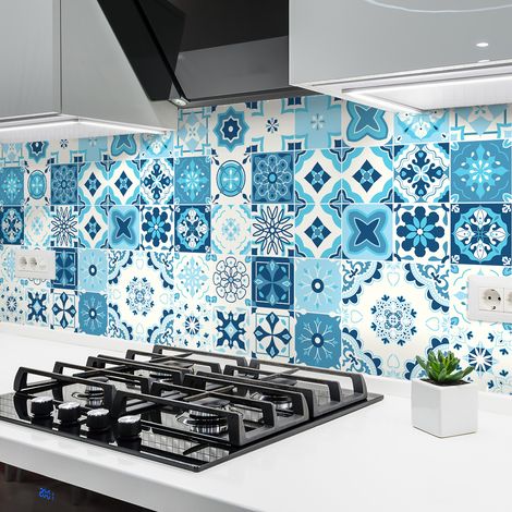 Sticker Mural Carrelage adhésif Cuisine Salle de Bain - 24 STICKERS CARREAUX DE CIMENT AZULEJOS INOLA - 24stickers15x15cm (1/5)