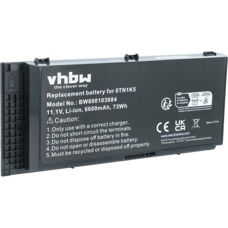 vhbw Akku Ersatz für Dell 451-11744, 97KRM, 451-11743, 451-12033, 451-11742, 9GP08, FJJ4W, 3DJH7, 312-1354 für Notebook (6600 mAh, 11,1 V, Li-Ion) (1/5)