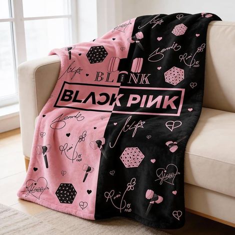 Couverture en flanelle multifonctionnelle ultra douce Blackpink pour les loisirs, les voyages, le lit, le canapé et le bureau - 100 x 150 cm (1/5)