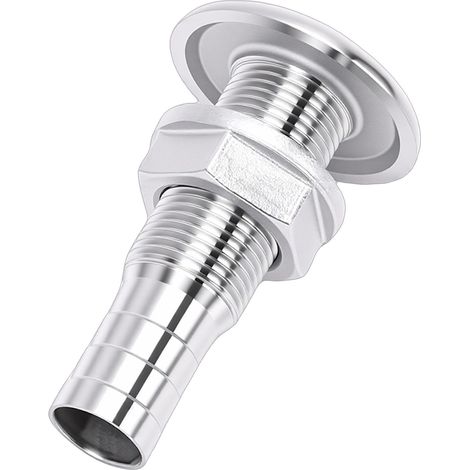 Raccord cannelé traversant en acier inoxydable 316 pour bateau, entrée/sortie 3/8 pouce, filetage partiel, sans joint (1/5)
