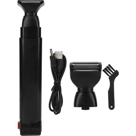 Afeitadora eléctrica, recortadora corporal recargable por USB, diseño plegable, adecuada para la espalda, el pecho y los hombros. (1 unidad, color negro) (1/5)