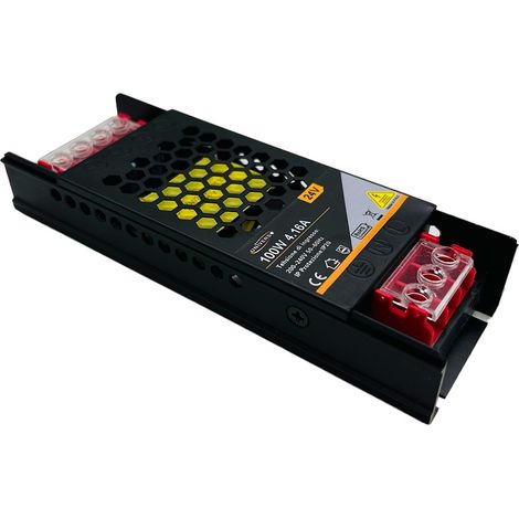 Alimentatore trasformatore slim 24V 4.16A 100W colore nero AC 180V - 240V per lampadine strisce led telecamere (1/4)