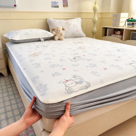 Ensemble drap-housse rafraîchissant 150x200 cm motif Chien Bulles Cerises avec 2 taies d'oreiller 150cm 200cm réf 8088 2 kg – Livraison gratuite