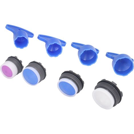 Set mit 8 Kunststoff-Wasserhahn-Luftsprudlern inklusive Schlüsseln für Bad und Küche. (1/5)