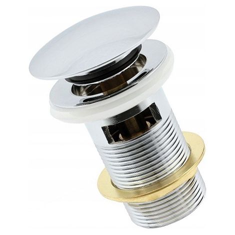 Tappo di troppo pieno rotondo Hydroland con meccanismo click-clack, colore argento, 1 pz. (1/3)